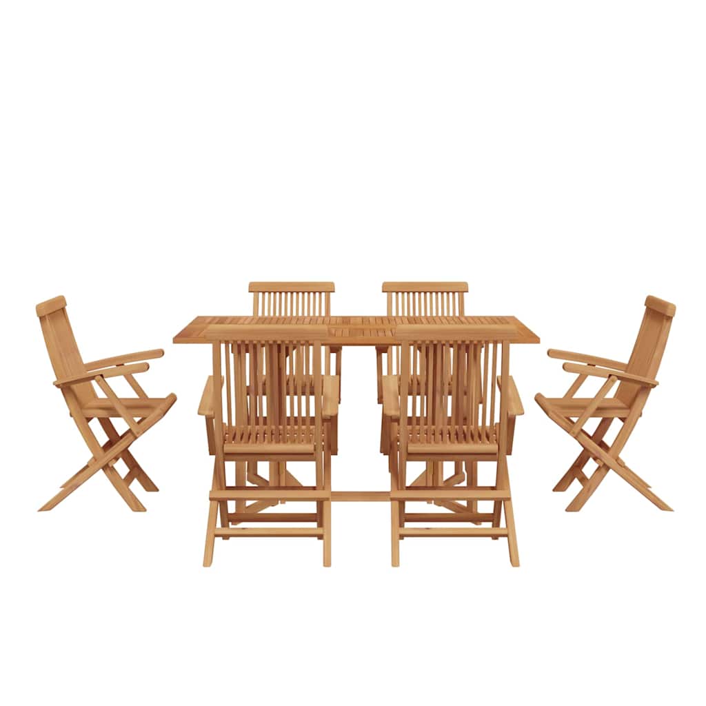 Garten Essgruppe 7 pcs Braun Massivholz Teak