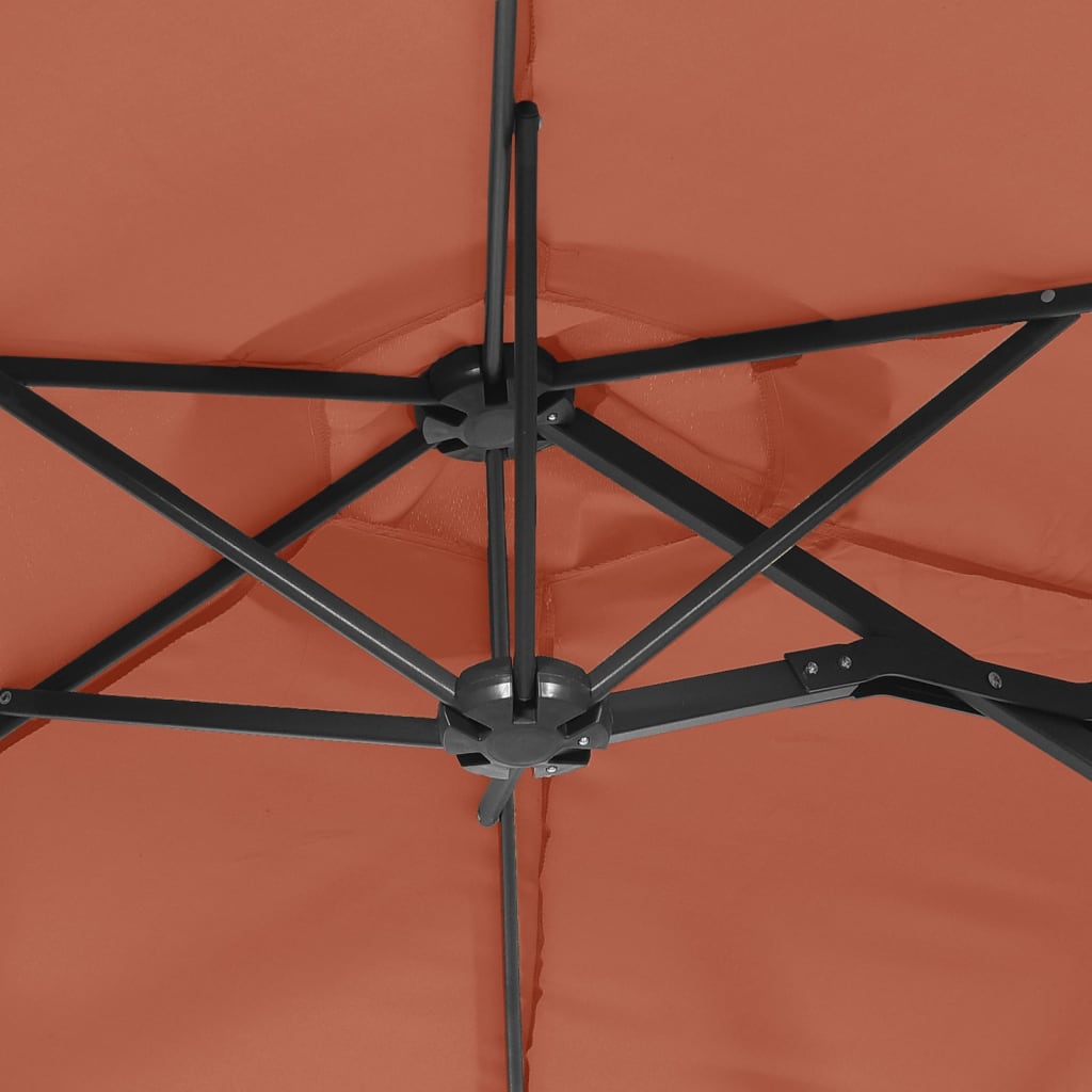 Doppel-Sonnenschirm mit LED-Leuchten 316x145 cm