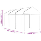 Pavillon mit Dach Weiß 6,69x2,28x2,69 m Polyethylen