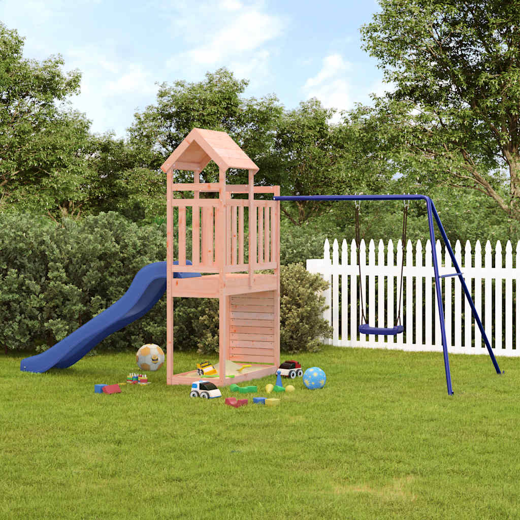 Spielturm Massivholz Douglasie mit Kletterwand, Rutsche, Schaukel 465 x 186 x 214 cm (L x B x H)