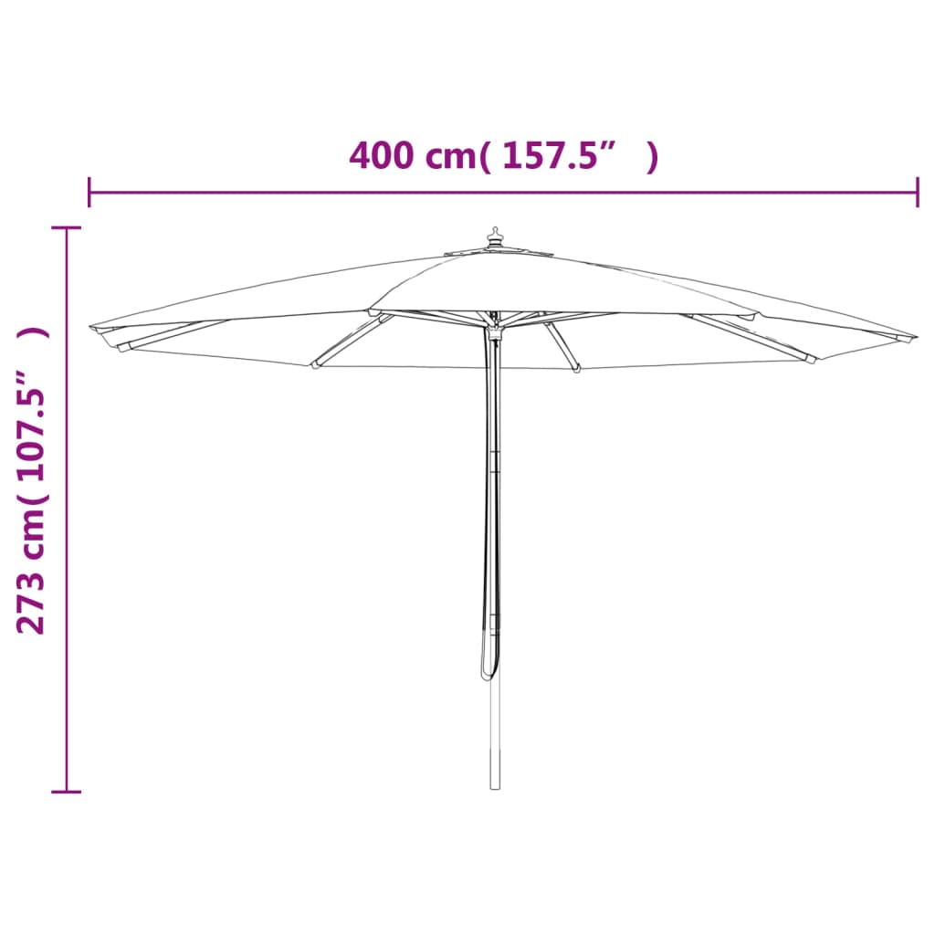 Sonnenschirm mit Holzmast 400x273 cm