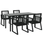 5-tlg. Garten-Essgruppe Schwarz PVC Rattan