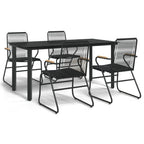 5-tlg. Garten-Essgruppe Schwarz PVC Rattan