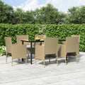 7-tlg. Garten-Essgruppe mit Kissen Beige und Schwarz