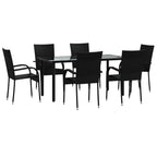 7-tlg. Garten-Essgruppe Schwarz Poly Rattan