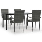 5-tlg. Garten-Essgruppe Grau Poly Rattan