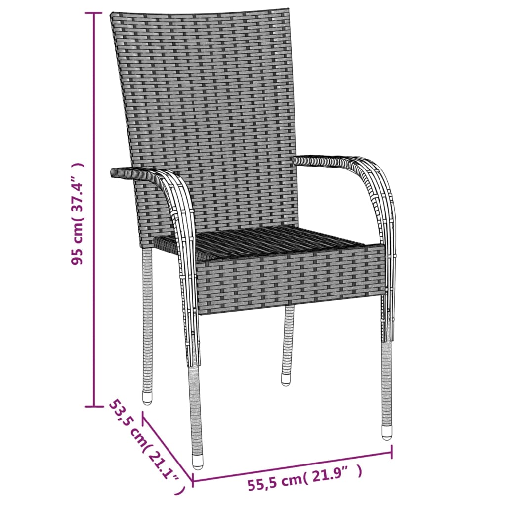 5-tlg. Garten-Essgruppe Grau Poly Rattan