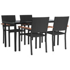 5-tlg. Garten-Essgruppe Schwarz Poly Rattan