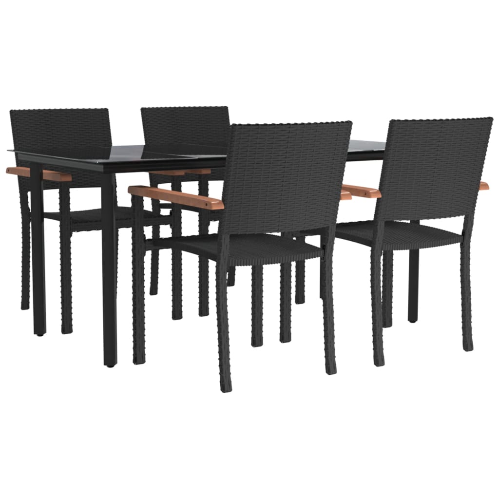 5-tlg. Garten-Essgruppe Schwarz Poly Rattan