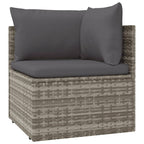 5-tlg. Garten-Lounge-Set mit Kissen Grau Poly Rattan