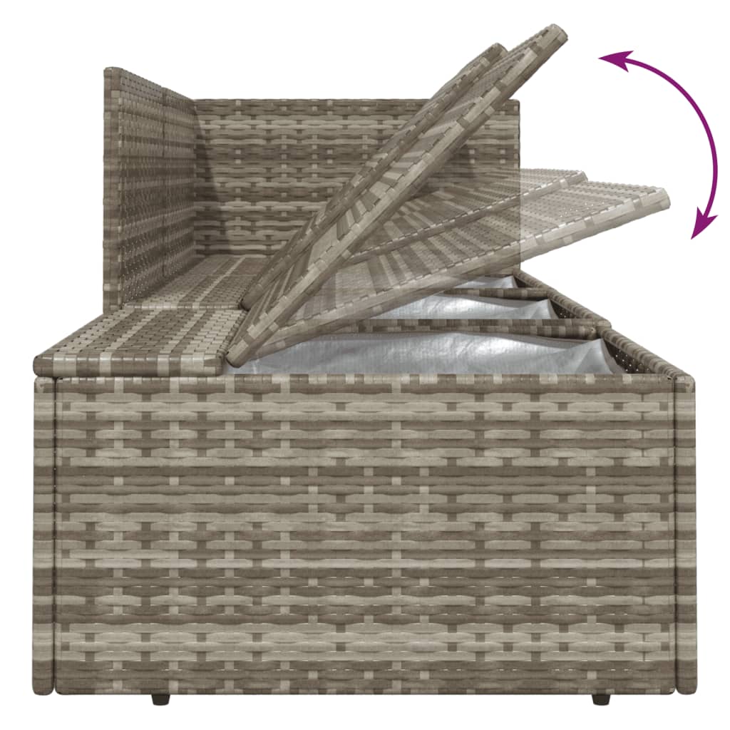 5-tlg. Garten-Lounge-Set mit Kissen Grau Poly Rattan