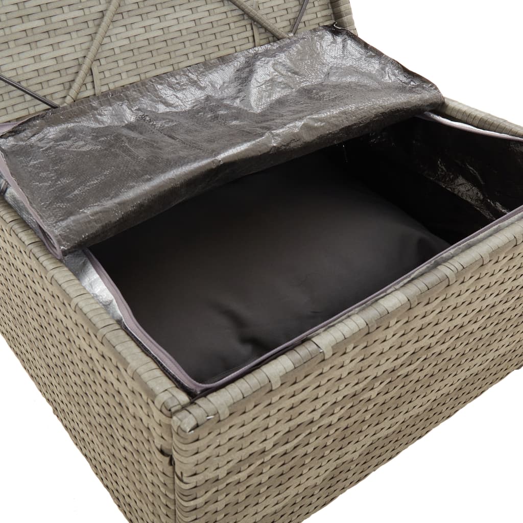5-tlg. Garten-Lounge-Set mit Kissen Grau Poly Rattan