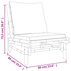 3-tlg. Garten-Lounge-Set mit Kissen Creme Bambus