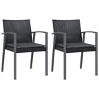 Gartenstühle mit Kissen 2 Stk. Schwarz 56,5x57x83cm Poly Rattan
