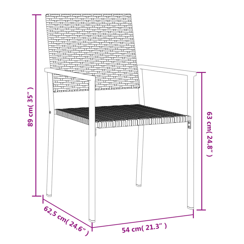 Gartenstühle 2 Stk. Schwarz 54x62,5x89 cm Poly Rattan