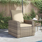 Gartensessel Verstellbar mit Kissen Hellbraun Poly Rattan