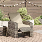 Gartensessel Verstellbar mit Kissen Hellbraun Poly Rattan