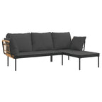 3-tlg. Garten-Lounge-Set mit Kissen Dunkelgrau Poly Rattan