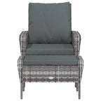 Gartenstuhl mit Fußhocker Grau Poly Rattan