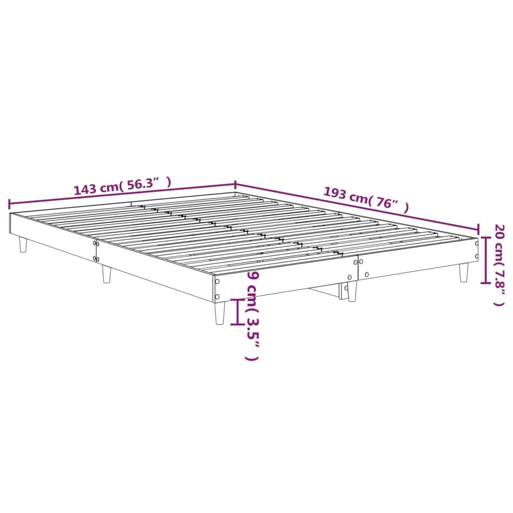 Bettgestell Schwarz 140x190 cm Holzwerkstoff