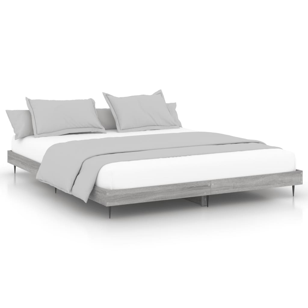 Bettgestell ohne Matratze Grau Sonoma 160x200 cm Holzwerkstoff