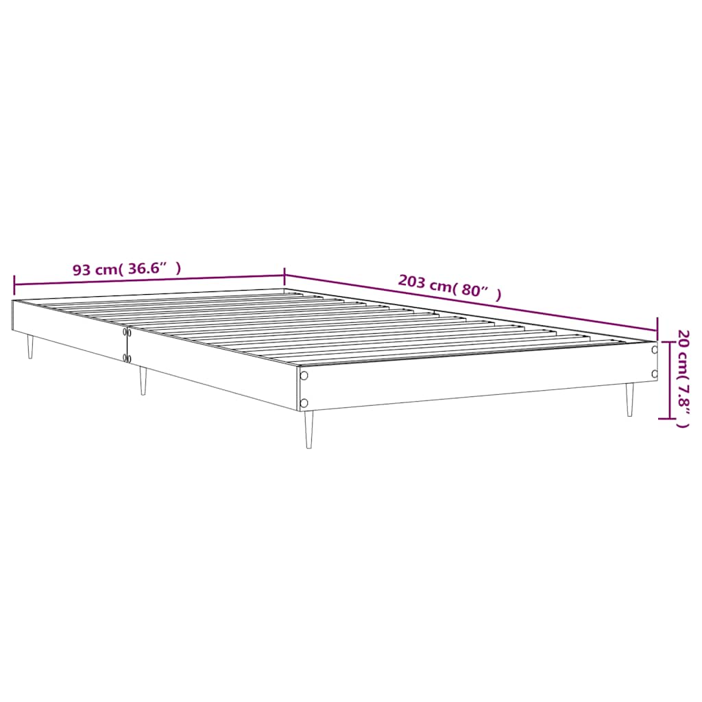 Bettgestell ohne Matratze Räuchereiche 90x200 cm Holzwerkstoff