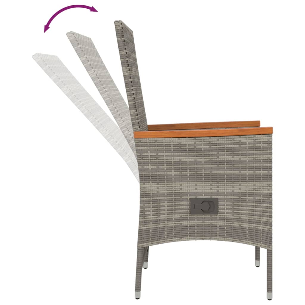 7-tlg. Garten-Essgruppe mit Kissen Grau Poly Rattan