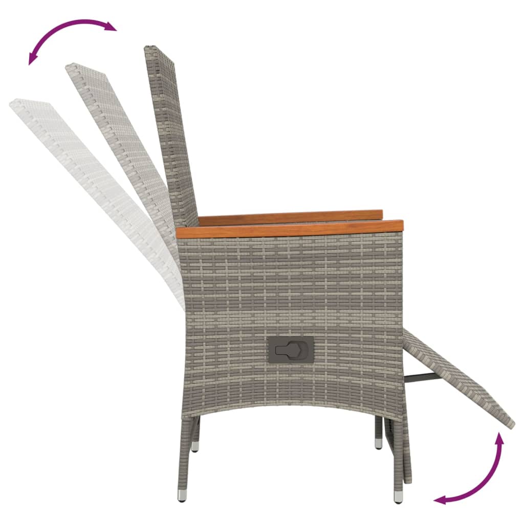9-tlg. Garten-Essgruppe mit Kissen Grau Poly Rattan