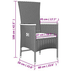 3-tlg. Garten-Lounge-Set Grau Poly Rattan & Massivholz Akazie