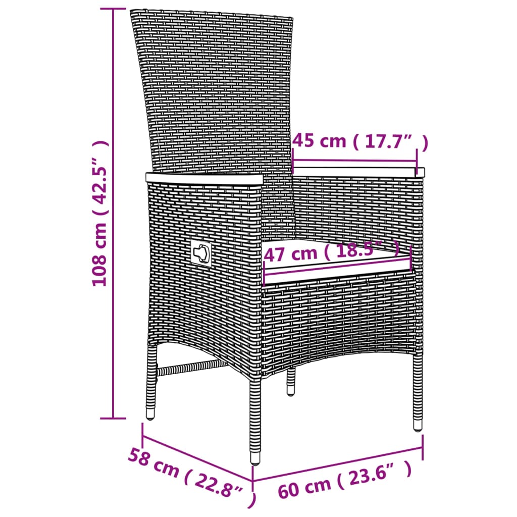 3-tlg. Garten-Lounge-Set Grau Poly Rattan & Massivholz Akazie