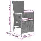 3-tlg. Garten-Lounge-Set Grau Poly Rattan & Massivholz Akazie