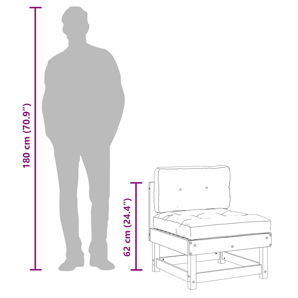 Mittelsofa mit Kissen Massivholz Kiefer