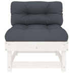 Mittelsofa mit Kissen Weiß Massivholz Kiefer