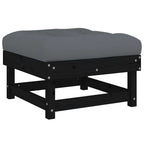 Gartenhocker mit Kissen 2 Stk. Schwarz Massivholz Kiefer