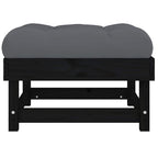 Gartenhocker mit Kissen 2 Stk. Schwarz Massivholz Kiefer