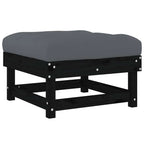 Gartenhocker mit Kissen 2 Stk. Schwarz Massivholz Kiefer