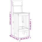 Barhocker 2 Stk. Honigbraun 40x48,5x115,5 cm Massivholz Kiefer