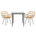3-tlg. Garten-Essgruppe Poly Rattan