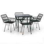 5-tlg. Garten-Essgruppe Schwarz Poly Rattan