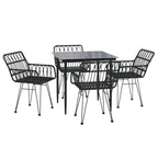 5-tlg. Garten-Essgruppe Schwarz Poly Rattan