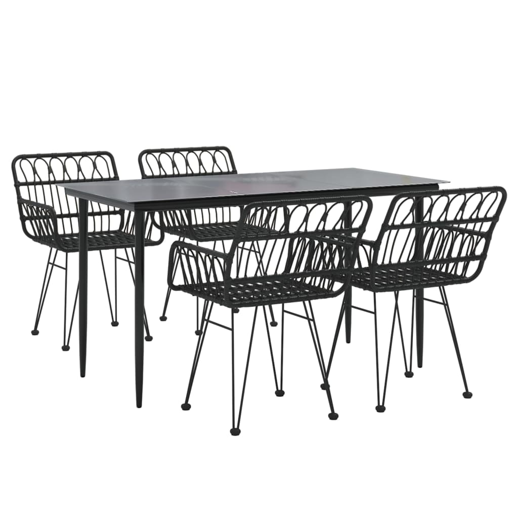 5-tlg. Garten-Essgruppe Schwarz Poly Rattan