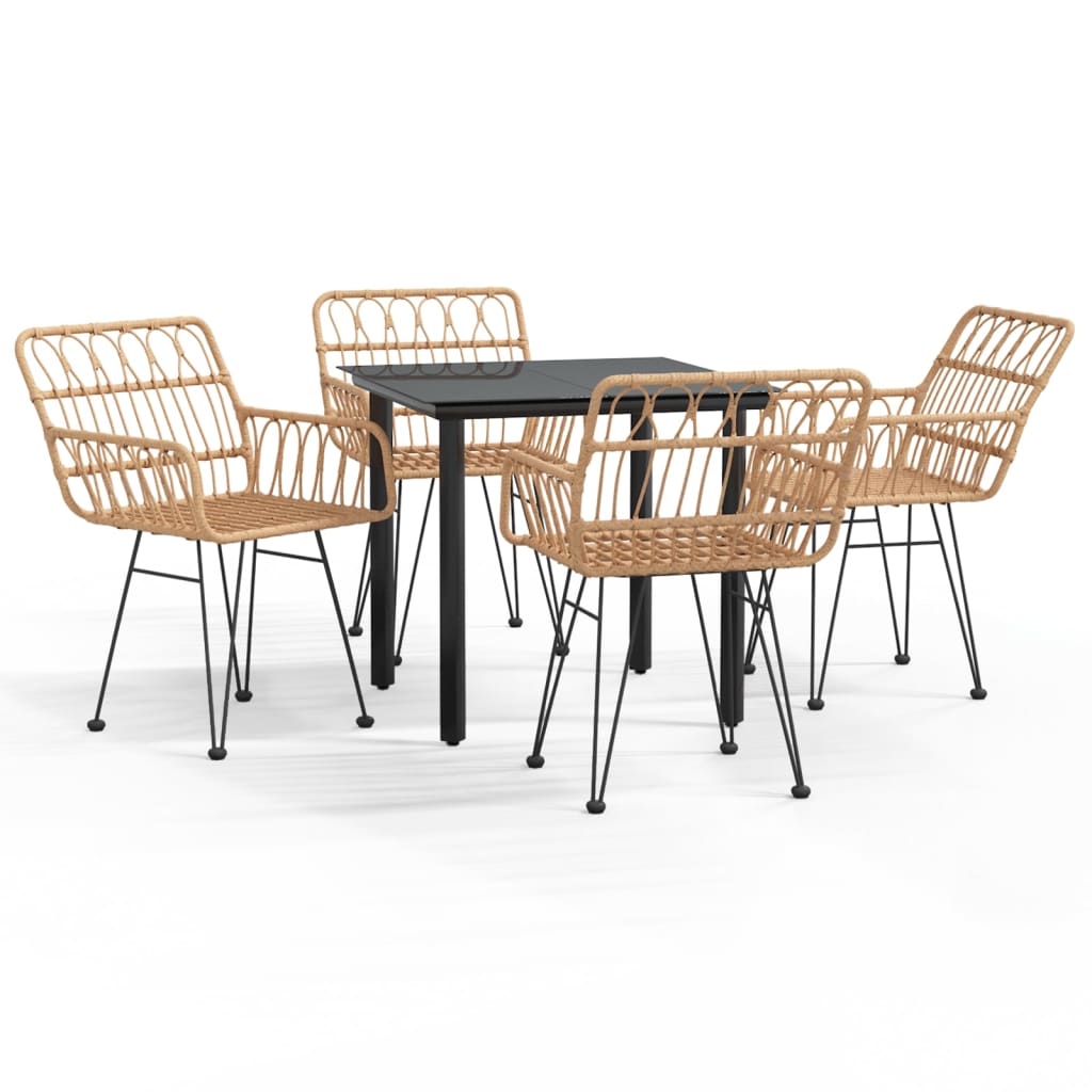 5-tlg. Garten-Essgruppe Poly Rattan