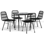 5-tlg. Garten-Essgruppe Schwarz Poly Rattan
