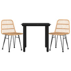 3-tlg. Garten-Essgruppe Poly Rattan