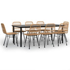 9-tlg. Garten-Essgruppe Poly Rattan