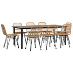 9-tlg. Garten-Essgruppe Poly Rattan