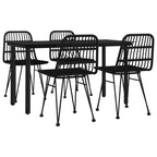 5-tlg. Garten-Essgruppe Schwarz Poly Rattan