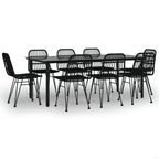 9-tlg. Garten-Essgruppe Schwarz Poly Rattan