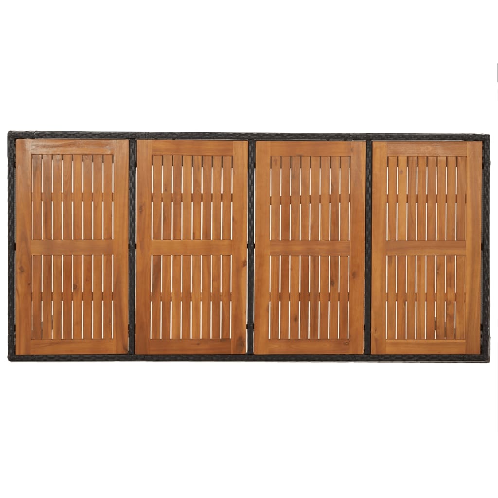 7-tlg. Garten-Essgruppe mit Kissen Schwarz Poly Rattan
