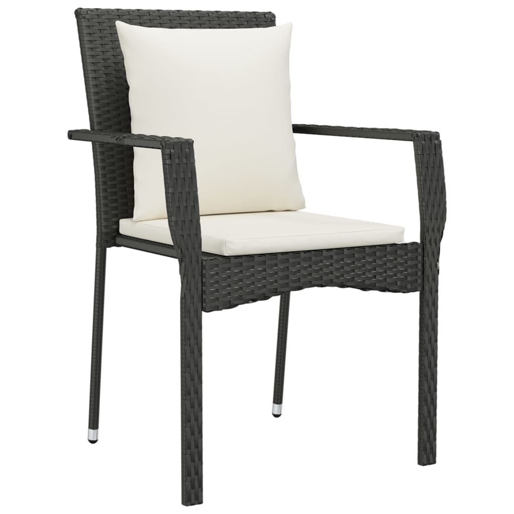 9-tlg. Garten-Essgruppe mit Kissen Schwarz Poly Rattan